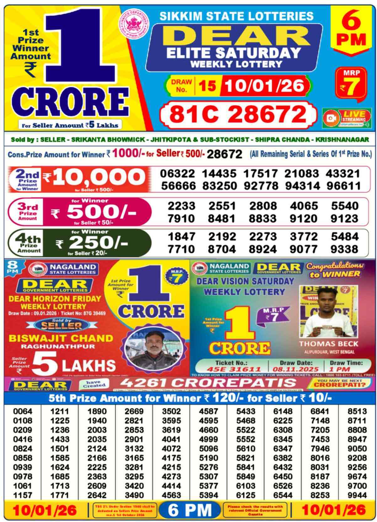 Lottery Result 6PM
