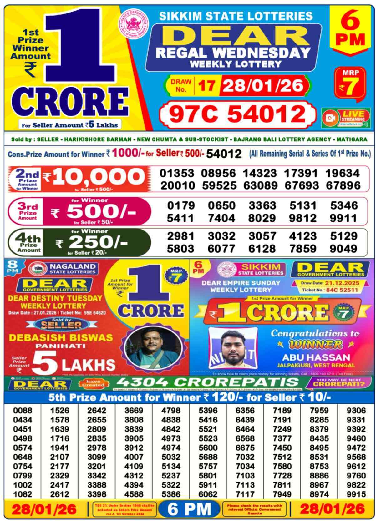 Lottery Result 6PM