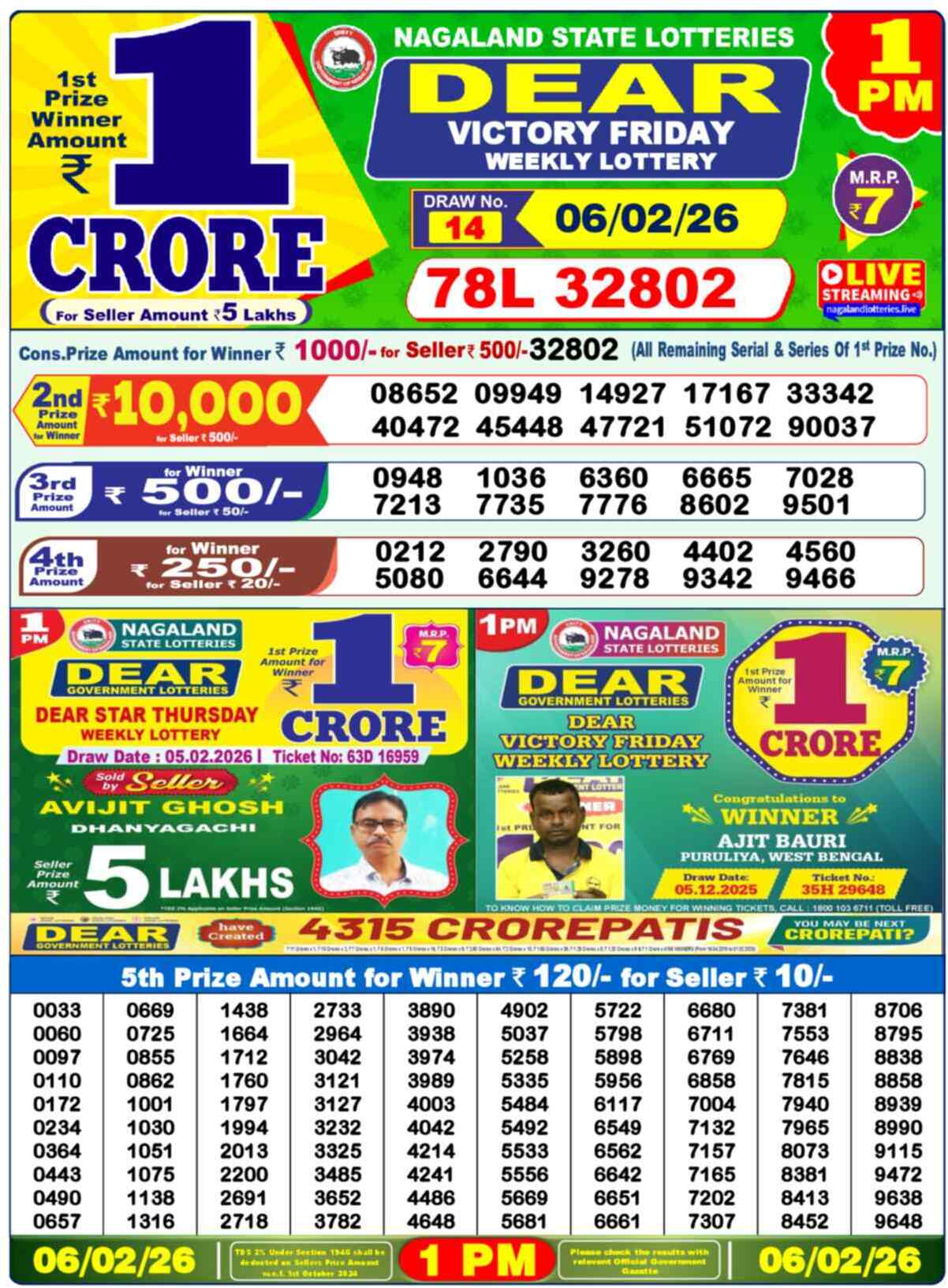 Lottery Result 1PM