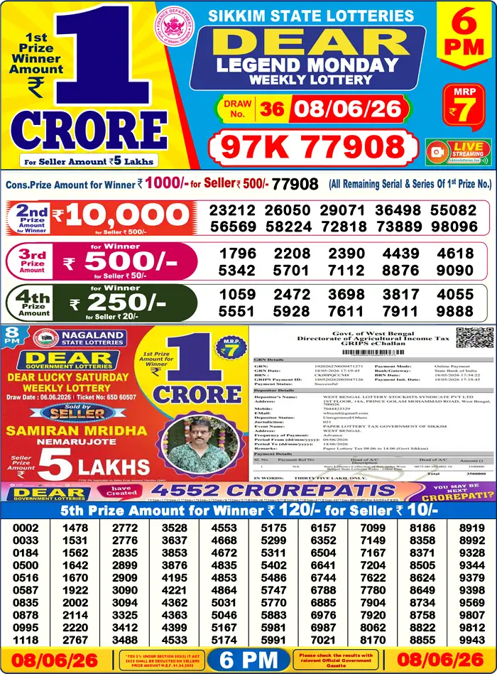 Lottery Result 6PM