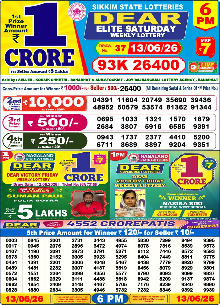 Lottery Result 6PM