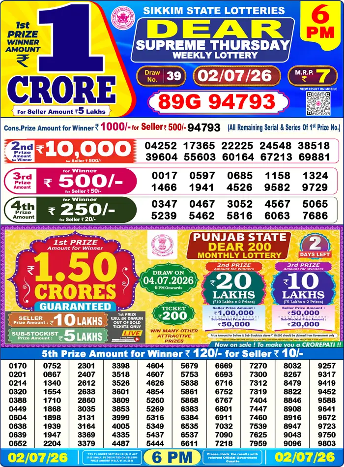 Lottery Result 6PM