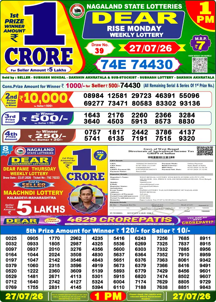 Lottery Result 1PM