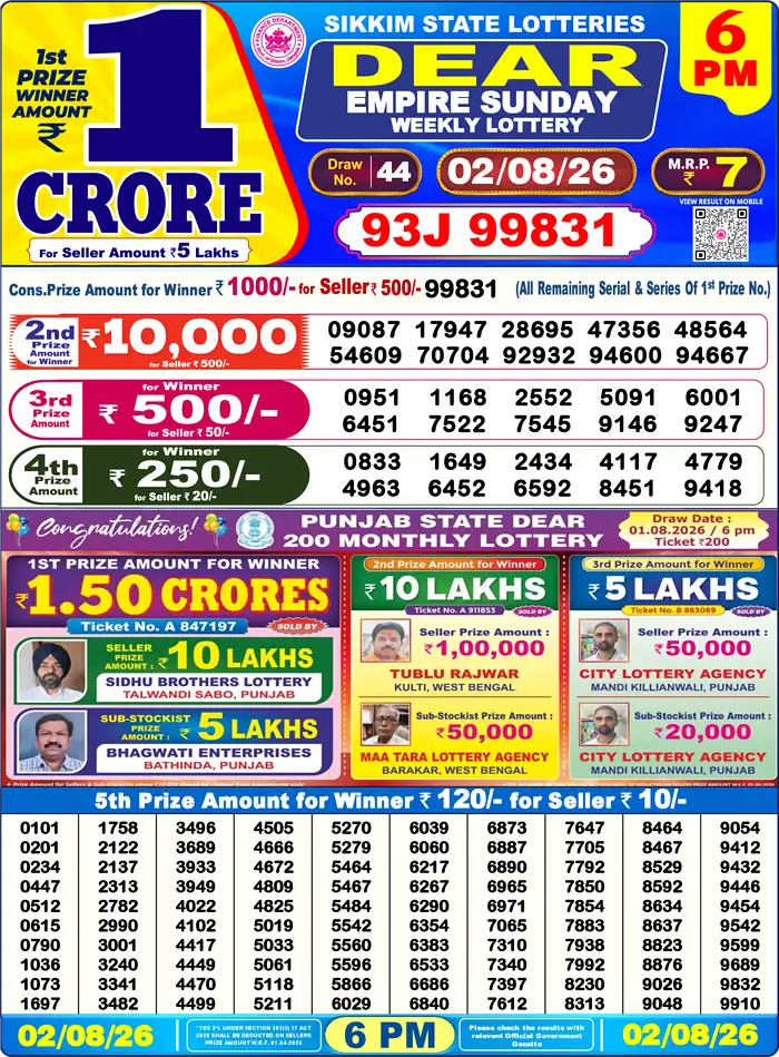 Lottery Result 6PM