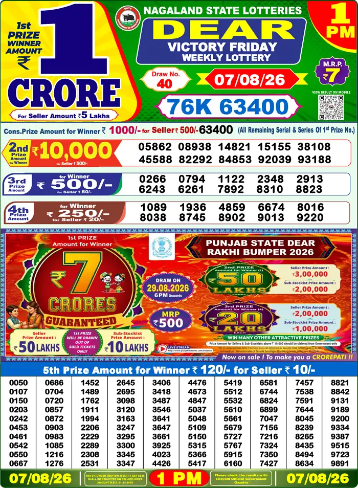Lottery Result 1PM