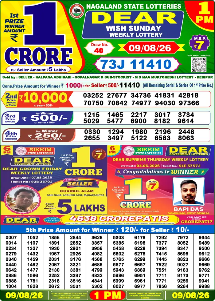 Lottery Result 1PM