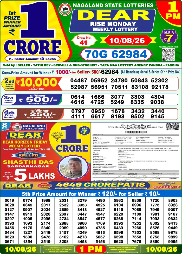 Lottery Result 1PM