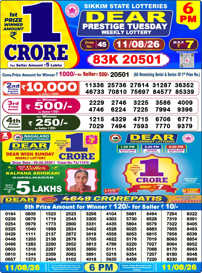 Lottery Result 6PM