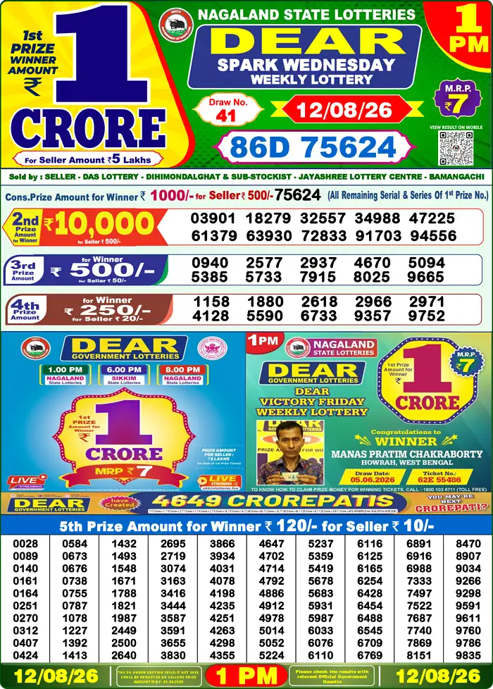 Lottery Result 1PM