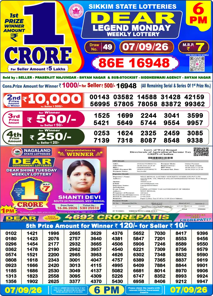 Lottery Result 6PM