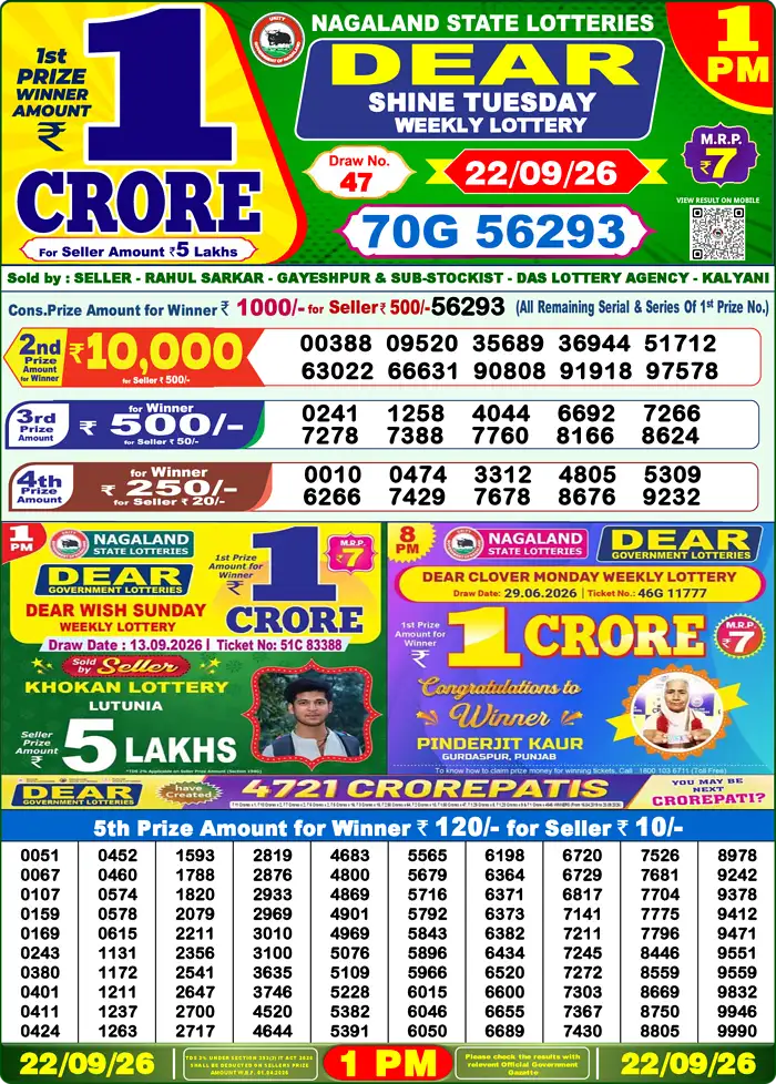 Lottery Result 1PM
