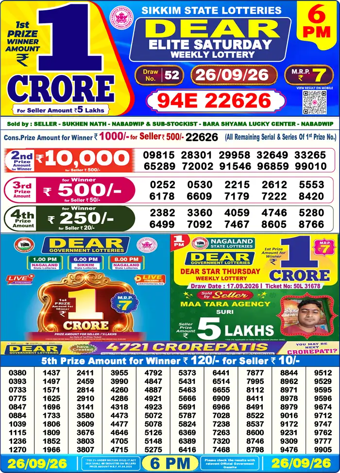 Lottery Result 6PM