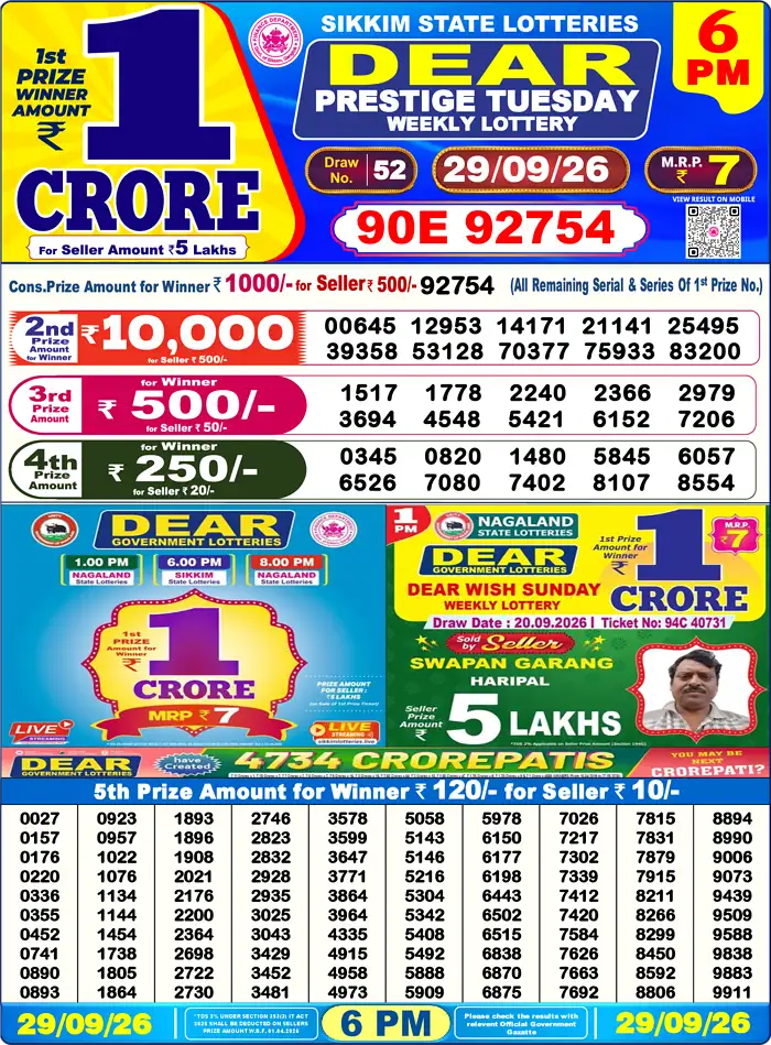 Lottery Result 6PM