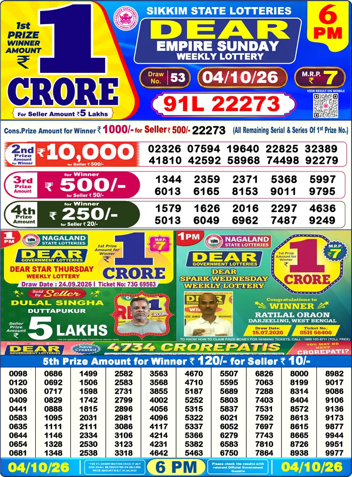Lottery Result 6PM