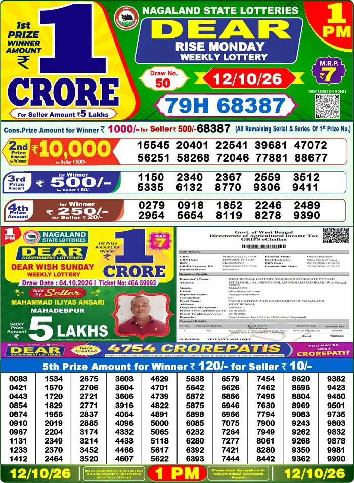 Lottery Result 1PM