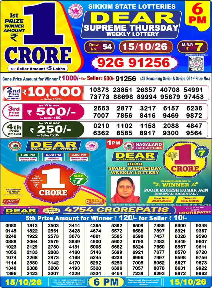Lottery Result 6PM